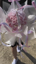 Load and play video in Gallery viewer, V1 Ballet Princess -18 Baby PinkRoses Everlasting Soap Flower Bouquet To You