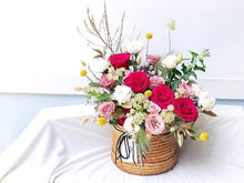 Load image into Gallery viewer, Flower Basket To You (Roses, Astranti, Craspedia, Eustoma, Ruscus, Spirea)