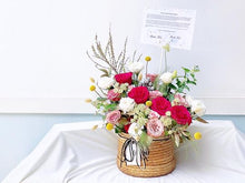 Load image into Gallery viewer, Flower Basket To You (Roses, Astranti, Craspedia, Eustoma, Ruscus, Spirea)
