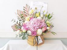 Load image into Gallery viewer, Flower Basket To You (Hydrangea, Roses, Ping Ping, Eustoma & Fillers)