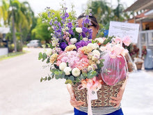 Load image into Gallery viewer, Extravagant Fruit Flower Basket To You (Purple Pink Earth Color Design )