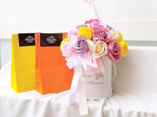 Load image into Gallery viewer, Everlasting Soap Flower Box To You -33Roses (Pink Purple Yellow Design)