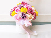 Load image into Gallery viewer, Everlasting Soap Flower Box To You -33Roses (Pink Purple Yellow Design)