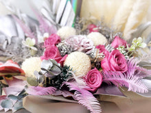 Load image into Gallery viewer, Prestige XL Bouquet To You (Garden Roses, Roses, Ping Ping, Anthurium, Pampas, Monstera, Palm & Assorted Dried Flowers)
