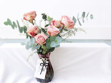 Load image into Gallery viewer, Flower Jar To You (Premium Cappuccino Roses & Eucalyptus)