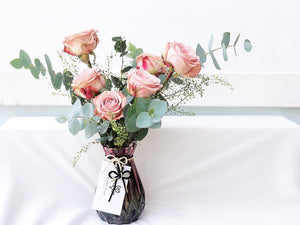 Valentines Flower Jar To You (Roses, Eucalyptus)