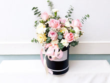 Load image into Gallery viewer, Flower Box To You (Roses, Carnation, Spray Carnation, Eucalyptus, Statice, Casphia)