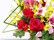 Load image into Gallery viewer, Premium Fruit Flower Basket To You (Ginger, Lily, Roses, Carnations, Dancing Lady, Greens)