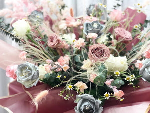 Congratulations Flower Stand To You (Roses, Chamomile, Eucalyptus, Stipa, Fish Tail, Bunny Tails)