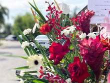 Load image into Gallery viewer, Congratulations Flower Stand To You (Ginger, Roses, Orchids, Spray Carnation, Chamomile, Eucalyptus, Anthurium, Palm Leaves)