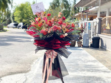 Load image into Gallery viewer, Congratulations Flower Stand To You (Roses, Spray Carnation, Eustoma, Eucalyptus, Daisy, Palm Leaves)