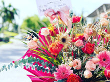 Load image into Gallery viewer, Congratulations Flower Stand To You (Roses, Spray Carnation, Eustoma, Eucalyptus, Daisy, Palm Leaves)