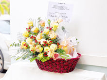 Load image into Gallery viewer, Premium Fruit Flower Basket To You ( Eustoma Champagne Design)
