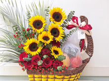 Load image into Gallery viewer, Extravagant Fruit Flower Basket To You (Sunflower and Roses Design)