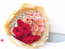 Load image into Gallery viewer, Prestige XL Bouquet To You Round Ombré Pink Warm Red 33 Roses