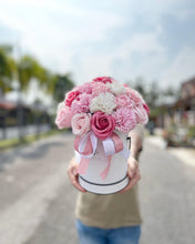 Load image into Gallery viewer, Everlasting Soap Flower Box To You - 33 Roses (Roses & Carnation Pastel Pink)
