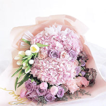Load image into Gallery viewer, Prestige Wrap To You (Hydrangea, Tulip, Roses, Eustoma, Astrantia, Casphia)
