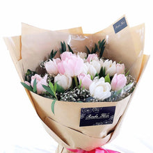 Load image into Gallery viewer, Prestige Bouquet To You Snack Wrap Bouquet (Tulip, Baby Breathe, Parvifolia)
