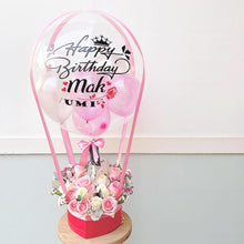 Load image into Gallery viewer, Hot Air Ballon To You Hot Air Baloon To You ( 24 Pink Roses Silver Leaf Design)