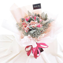 Load image into Gallery viewer, Prestige Bouquet To You (Roses, Silver Leaf, Baby Breathe)