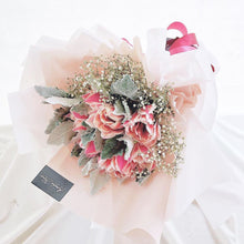 Load image into Gallery viewer, Prestige Bouquet To You (Roses, Silver Leaf, Baby Breathe)
