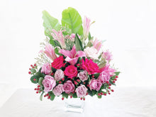 Load image into Gallery viewer, Vase Floral Arrangement To You (Roses, Lily, Berry, Casphia, Bird Nest Leaves)