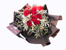 Load image into Gallery viewer, Prestige Bouquet To You (Roses, Silver Leaf, Wheat, Casphia)