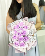 Load image into Gallery viewer, NEW WRAP***Everlasting Soap Roses Bouquet To You - Style of 12 Roses Fragrance Scent-12 12 Purple