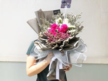 Load image into Gallery viewer, Prestige Wrap Roses To You (6 Cherry Pink Roses Grey Wrap)