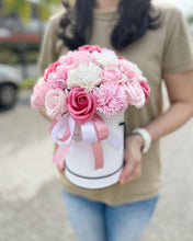 Load image into Gallery viewer, Everlasting Soap Flower Box To You - 33 Roses (Roses & Carnation Pastel Pink)