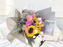 Load image into Gallery viewer, Prestige Wrap To You - Sunflower, Roses, Statice, Bany Breath, Eucalyptus, Bear Grass Erasmus Darwin