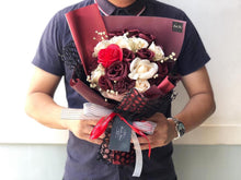 Load image into Gallery viewer, Everlasting Soap Flower Bouquet To You- 18 Flower Mix (Maroon Red)