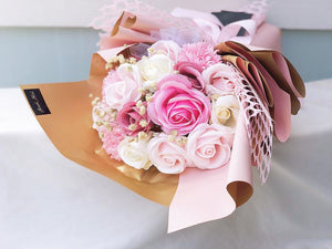 Everlasting Soap Flower Bouquet To You- 18 Flower Mix (Pink)