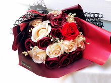 Load image into Gallery viewer, Everlasting Soap Flower Bouquet To You- 18 Flower Mix (Maroon Red)