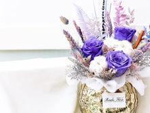 Load image into Gallery viewer, Preserved Flowers Vase To You (3 Roses Design Purple)