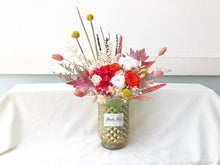 Load image into Gallery viewer, Preserved Flowers Vase To You (3 Roses + Hydrangea Design Chili Red Yellow)