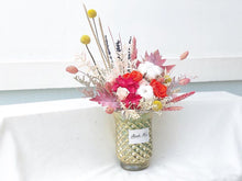 Load image into Gallery viewer, Preserved Flowers Vase To You (3 Roses + Hydrangea Design Chili Red Yellow)