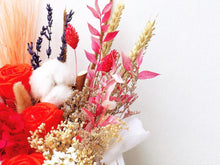 Load image into Gallery viewer, Preserved Flowers Vase To You (3 Roses + Hydrangea Design Chili Red)