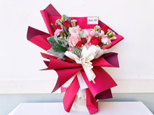 Load image into Gallery viewer, Prestige Wrap Roses To You (Red Pink Roses Maroon Wrap)