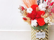 Load image into Gallery viewer, Preserved Flowers Vase To You (3 Roses + Hydrangea Design Chili Red)