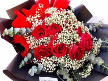 Load image into Gallery viewer, Prestige Wrap Roses To You (Roses, Baby Breath, Eucalyptus)