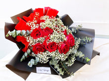 Load image into Gallery viewer, Prestige Wrap Roses To You (Roses, Baby Breath, Eucalyptus)