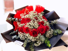 Load image into Gallery viewer, Prestige Wrap Roses To You (Roses, Baby Breath, Eucalyptus)