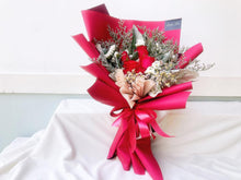 Load image into Gallery viewer, Prestige Wrap Roses To You (Red, Eucalyptus, Statice, Casphia)