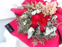Load image into Gallery viewer, Prestige Wrap Roses To You (Red, Eucalyptus, Statice, Casphia)