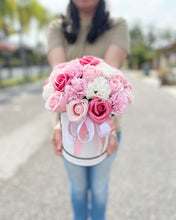 Load image into Gallery viewer, Everlasting Soap Flower Box To You - 33 Roses (Roses & Carnation Pastel Pink)