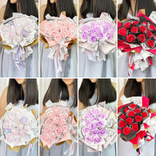 Load image into Gallery viewer, NEW WRAP***Everlasting Soap Roses Bouquet To You - Style of 12 Roses Fragrance Scent-12 Soft Pink Roses