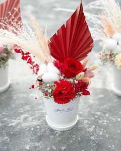 Preserved Flower Vase To You (Preserved Flowers Red Roses, Carnation & Assorted Dried Flowers Collection)