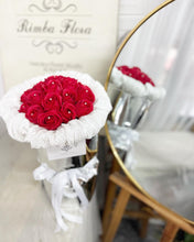 Load image into Gallery viewer, Metallic Round Wrap Everlasting Soap Roses Bouquet To You - Metalic Round Wrap 18 Red Roses