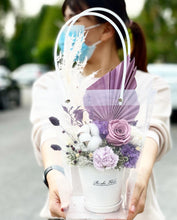 Load image into Gallery viewer, Preserved Flower Vase To You (Preserved Flowers Purple Roses, Carnation & Assorted Dried Flowers Collection)